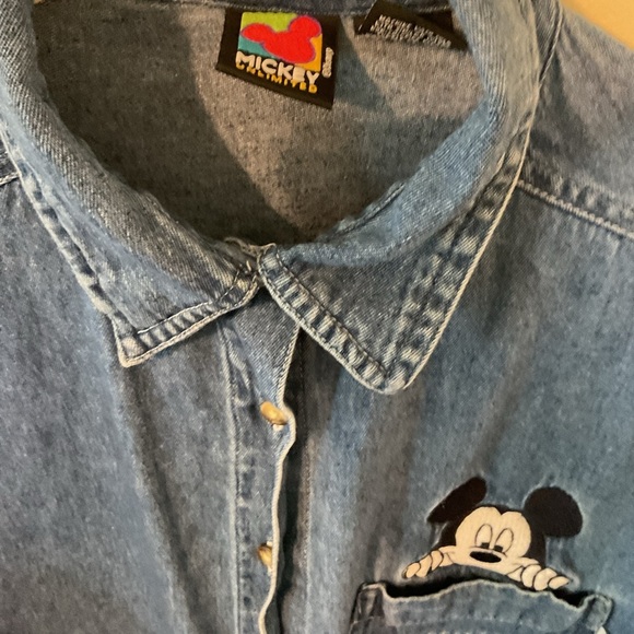 Authentic DISNEY UNLIMITED Denim Shirt with Mickey Mouse Embroidery - Picture 3 of 4